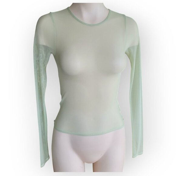 American Eagle Mesh Sheer Top XS Celery Green NWT - Picture 2 of 11